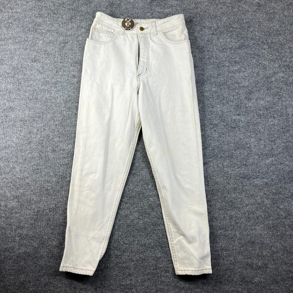 VTG Guess Georges Marciano Jeans Womens Ivory Denim Ankle Zip USA Made - 28X26.5